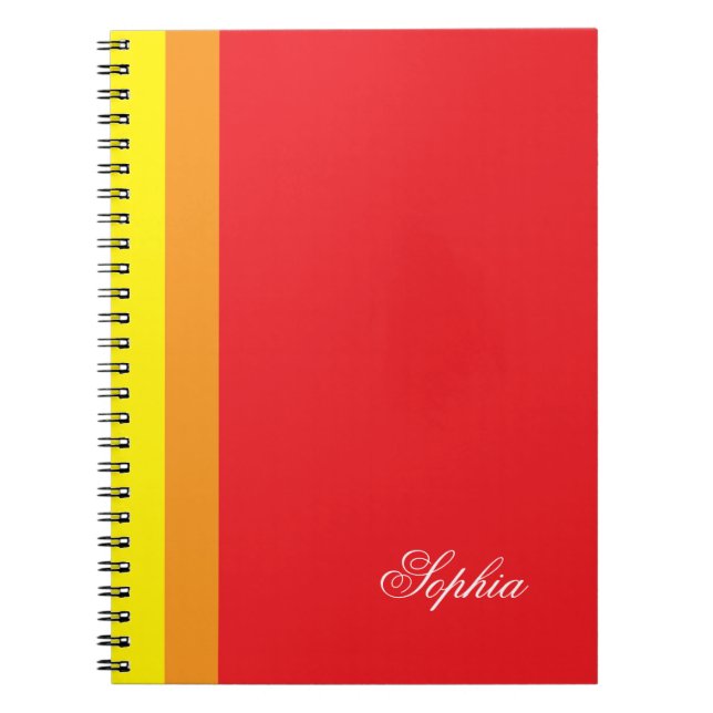 Personalised Red Spiral Notebook Journal for kids  (Front)