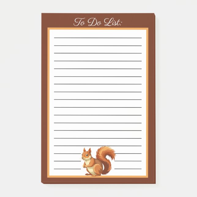 Personalised Red Squirrel To Do List  Post-it Notes (Front)