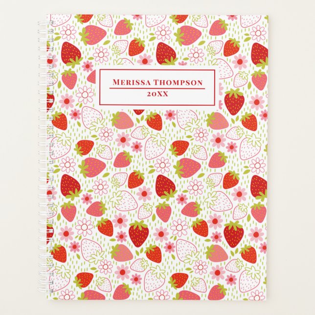 Personalised Red Strawberry Pattern Planner (Front)