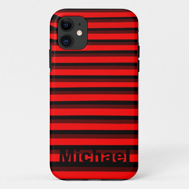 Personalised Red Striped Pattern Case-Mate iPhone Case (Back)