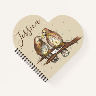 Personalised Red Tailed Hawk Bird Lovebird Snow Notebook