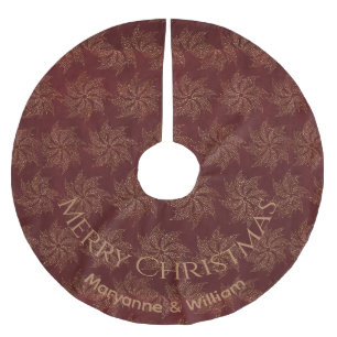 Personalised Red Tan Swirls Design Brushed Polyester Tree Skirt