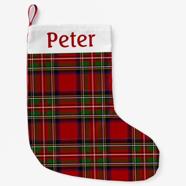 Personalised Red Tartan Christmas Stocking  (Front)