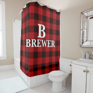 Personalised Red Tartan Shower Curtain