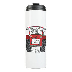 Personalised Red Tractor Country Wedding Gift Thermal Tumbler