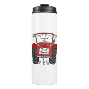 Personalised Red Tractor Country Wedding Gift Thermal Tumbler