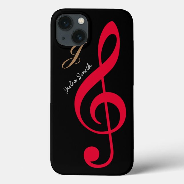 personalised red treble clef music Case-Mate iPhone case (Back)