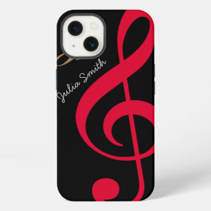 personalised red treble clef music iPhone 13 case