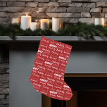 Personalised Red Typography Name Font Cute Collage Small Christmas Stocking<br><div class="desc">A festive red Christmas stocking decorated in nine different fonts spelling your last name in white. Cute custom holiday decor with fun typography.</div>