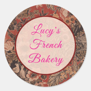 Personalised Red Vintage Botanical William Morris Classic Round Sticker