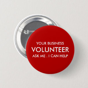 Personalised Red Volunteer 6 Cm Round Badge