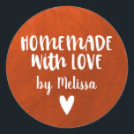 Personalised Red Watercolor Homemade With Love Classic Round Sticker<br><div class="desc">A personalised "homemade with love" sticker on a red watercolor background. Make it yours by adding your own name. A pretty finishing touch for all of your handmade Christmas gifts. Designed for you by Blackberry Boulevard.</div>