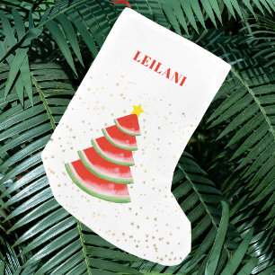 Personalised Red Watermelon Christmas Tree Small Christmas Stocking