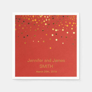 Personalised  Red Wedding Confetti Gold Glitter  Napkin