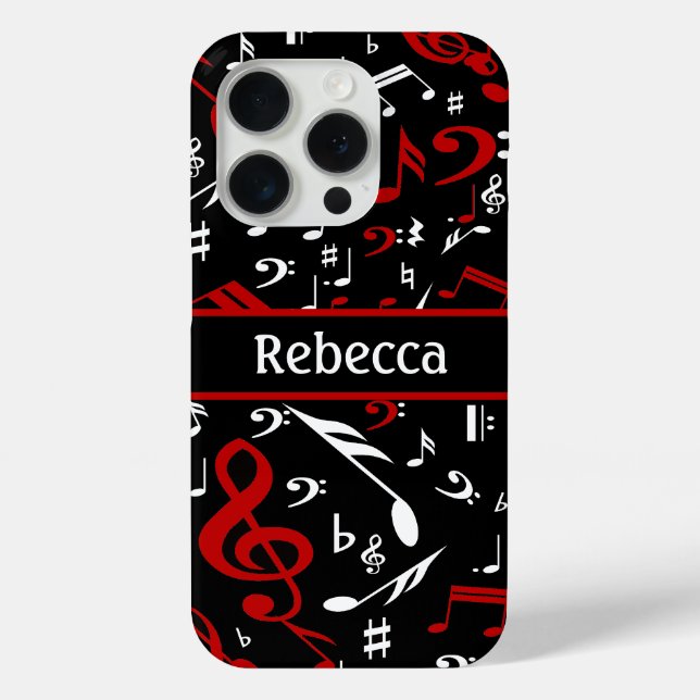 Personalised Red White and Black Musical Notes Case-Mate iPhone Case (Back)