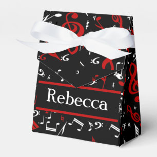 Personalised Red White and Black Musical Notes Favour Box