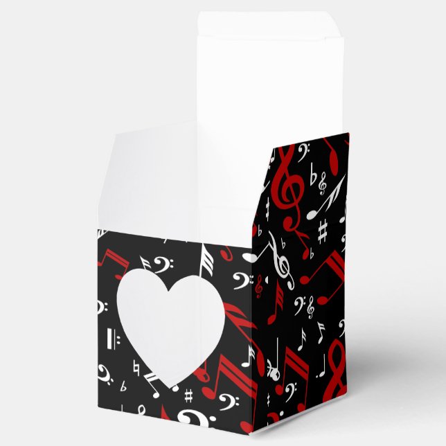Personalised Red White and Black Musical Notes Favour Box (Opened)