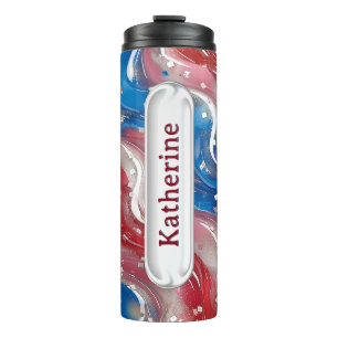 Personalised Red White & Blue Gummy 4th of July Thermal Tumbler