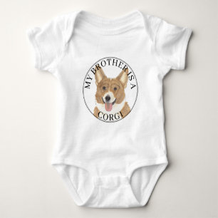 Personalised Red White Corgi Dog Baby Bodysuit