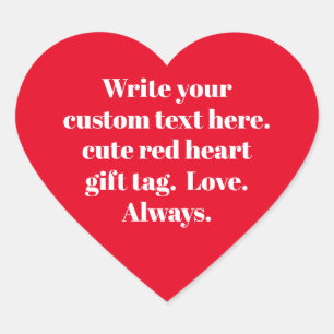 Personalised red & white custom text cute heart sticker