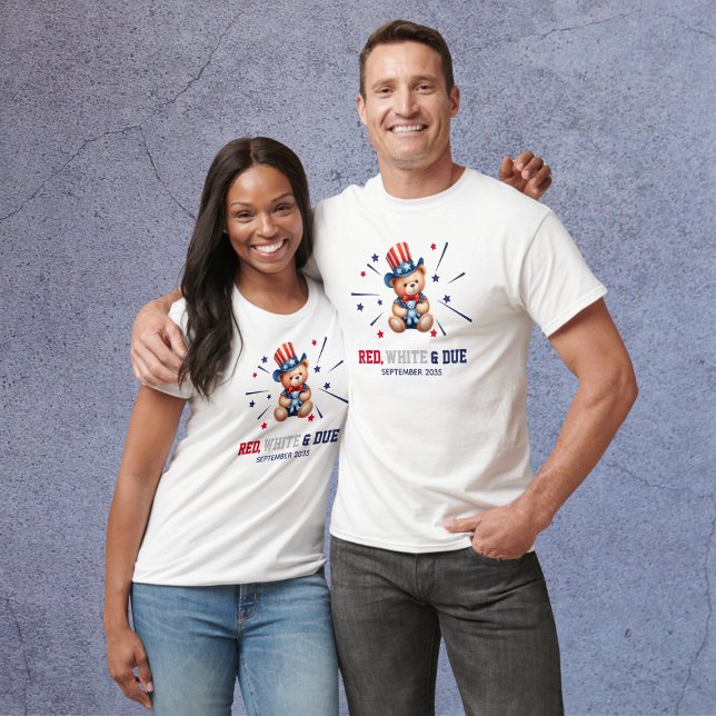 Personalised Red White & Due Expecting Parents T-Shirt (Personalized Red White & Due Expecting Parents T-Shirt
)