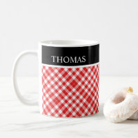Personalised Red White Gingham Custom Name