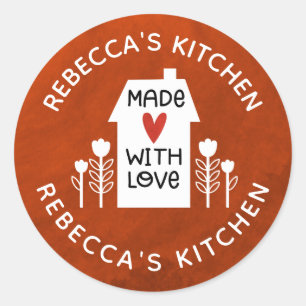 Personalised  Red White Homemade With Love Classic Round Sticker