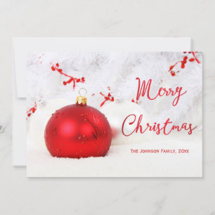 Personalised Red White Merry Christmas Cards