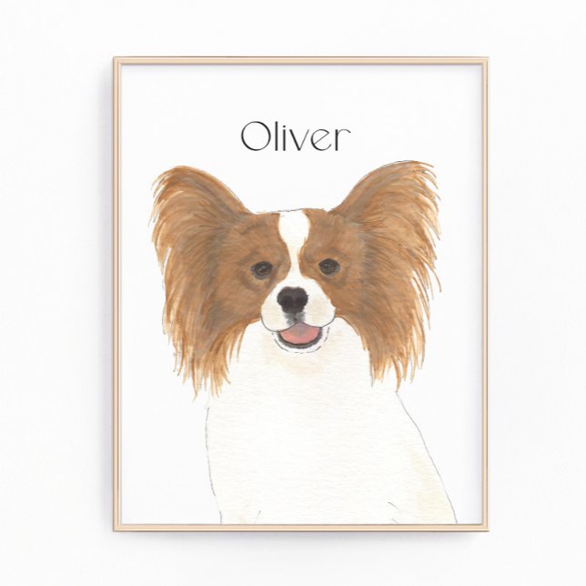 Personalised Red & White Papillon Dog Art Photo Print (Creator Uploaded)