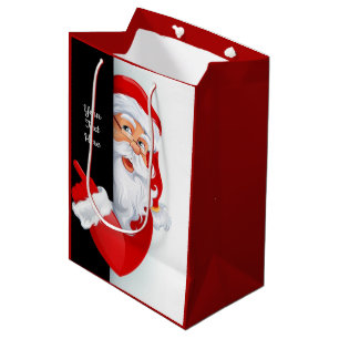 Personalised Red & White Santa Medium Gift Bag