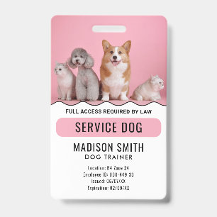 Personalised Red White Service Dog ID Badge