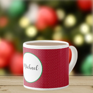 Personalised Red & White Swiss Dots 6oz Espresso Cup