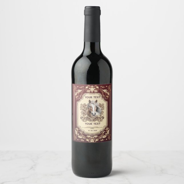 Personalised Red Wine With Horse on Label (Front)