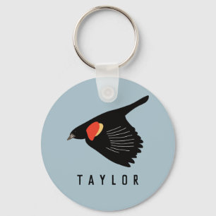 Personalised Red-Winged Blackbird in Flight Key Ring
