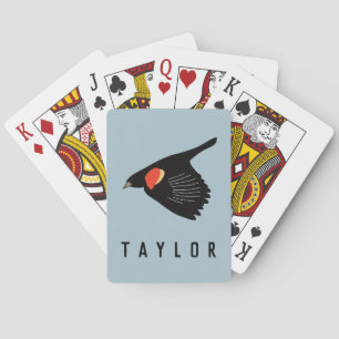 Personalised Red-Winged Blackbird in Flight Playing Cards