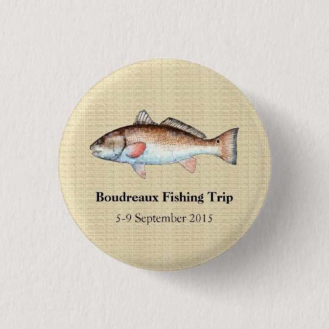 Personalised Redfish Fishing Event 3 Cm Round Badge (Front)