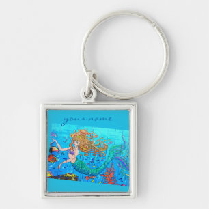personalised redhead mermaid keychain
