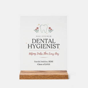 Personalised Registered Dental Hygienist Floral Acrylic Sign