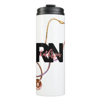 Personalised Registered Nurse RN Monogram Pink Thermal Tumbler