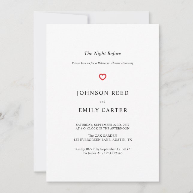 Personalised Rehearsal dinner Invitation (Front)