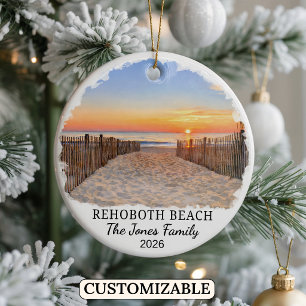Personalised Rehoboth Beach Ornament, Delaware Ceramic Tree Decoration
