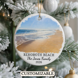 Personalised Rehoboth Beach Ornament, Delaware Ceramic Tree Decoration