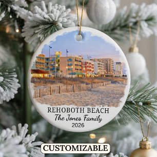 Personalised Rehoboth Beach Ornament, Delaware Ceramic Tree Decoration