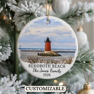 Personalised Rehoboth Beach Ornament, Delaware Ceramic Tree Decoration