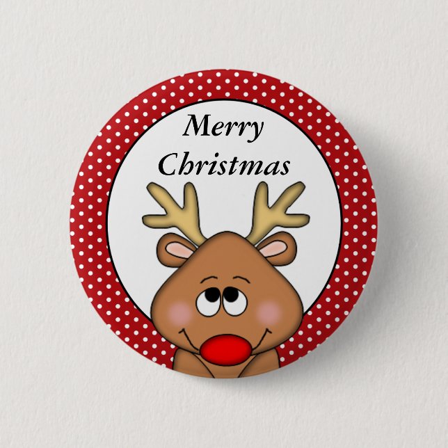 Personalised Reindeer Christmas Button (Front)