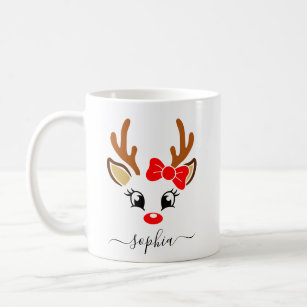 Personalised Reindeer Christmas Coffee Mug