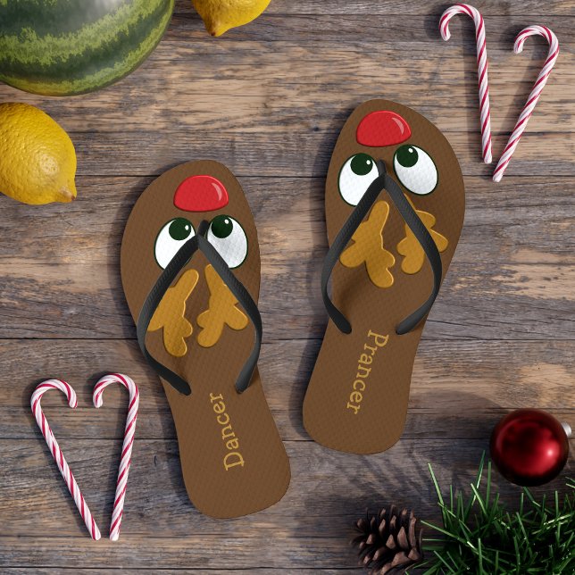 Personalised Reindeer Christmas in July Womens Jandals (Perfect for Christmas in July or the one in December. You'll be dashing though the sand in no time)