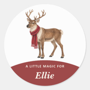 Personalised Reindeer Christmas Magic Classic Round Sticker
