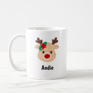 Personalised Reindeer Face Gift Mug