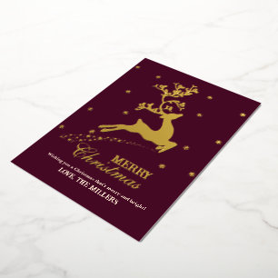 Personalised Reindeer Gold Foil Christmas Card